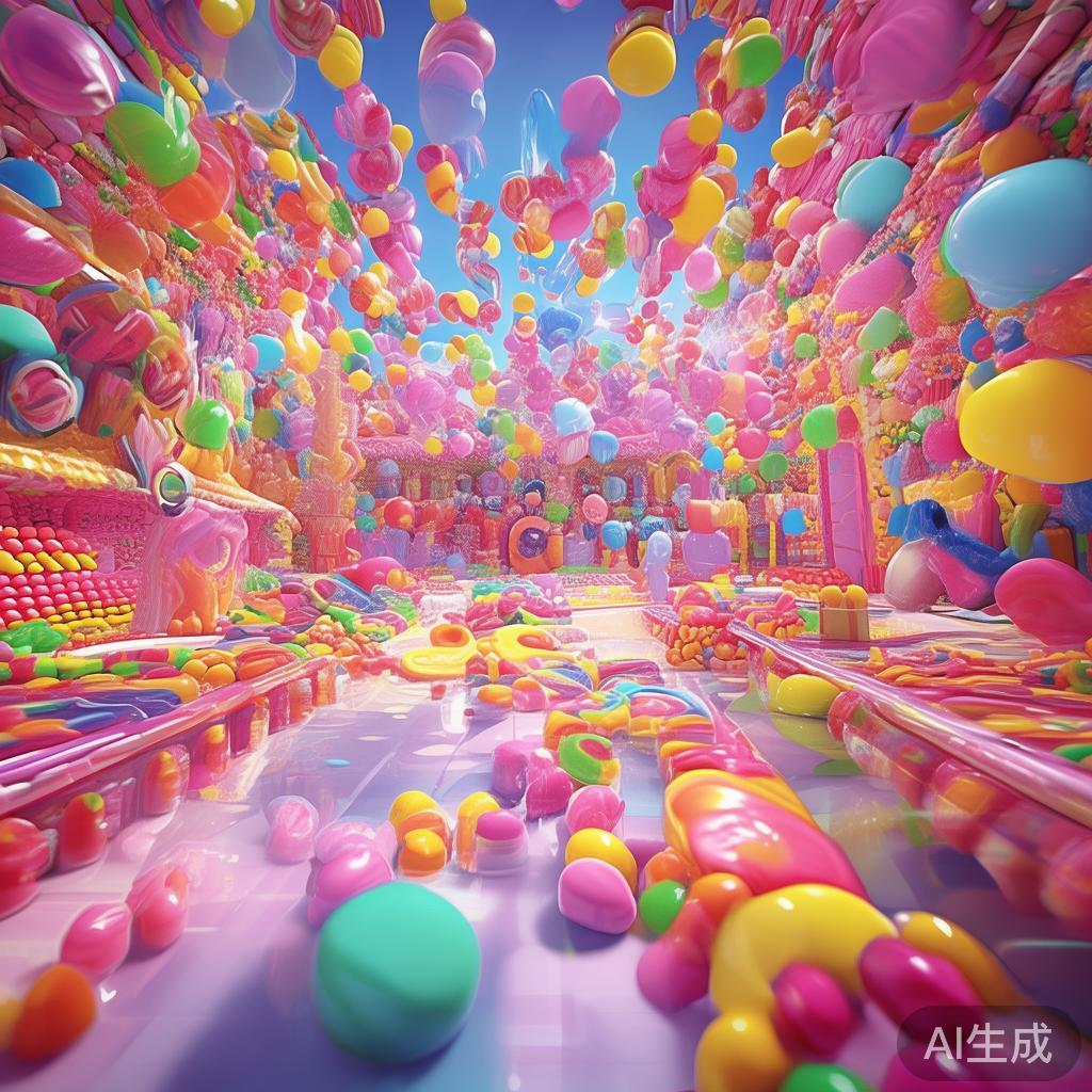 在彩色缤纷的糖果世界里，糖果派对以其丰富多彩的场景