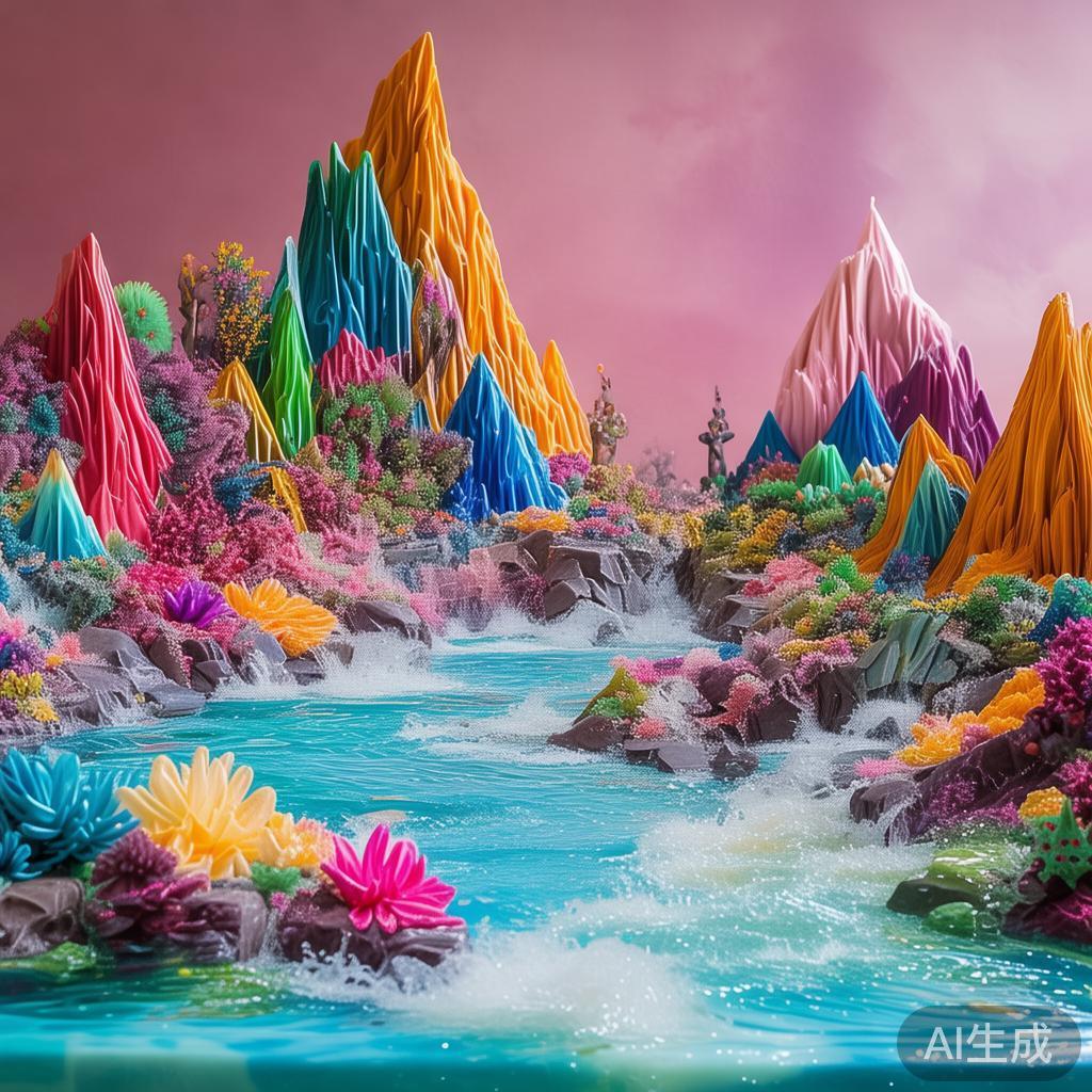 甜蜜奇幻:在糖果派对中领略迷人山水奇景的精彩体验 在糖果派对布景中,“山”通常采用巧克力岩石、糖果峰