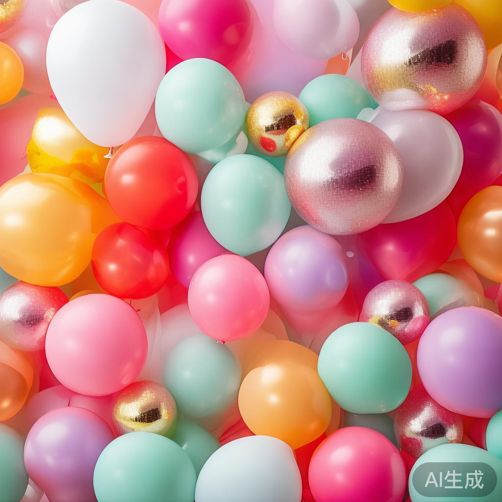糖果派对的彩球配色以鲜亮、甜美为主，可以结合粉色、