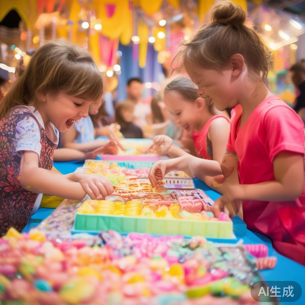 此次糖果派对的核心亮点在于丰富多元的互动体验。孩子